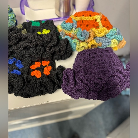 Black with colorful accents Crochet Floppy Hat made to order - Picture 6 of 6